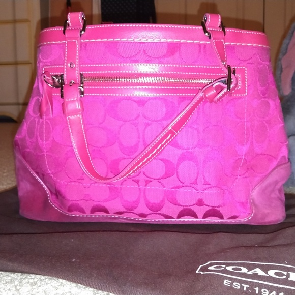 All pink inside and out coach hand bag - Picture 1 of 4